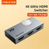 4K 60Hz HDMI 2.0 Switch 2 In 1 Out Bi-direction